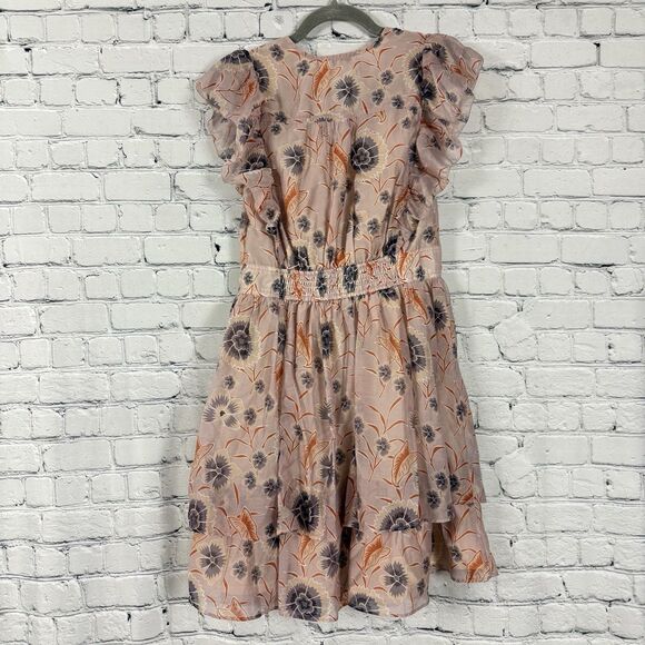 Anthropologie Current Air Floral Tiered Ruffle Mini Dress Womens M Fairy Boho - Picture 11 of 16